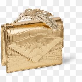 Metallic Gold Alligator Alina Clutch"data Src="//cdn - Handbag, HD Png Download - gold feather png